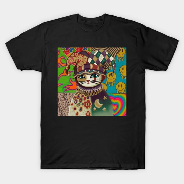 Cat in a joker costume T-Shirt by Art by Ergate